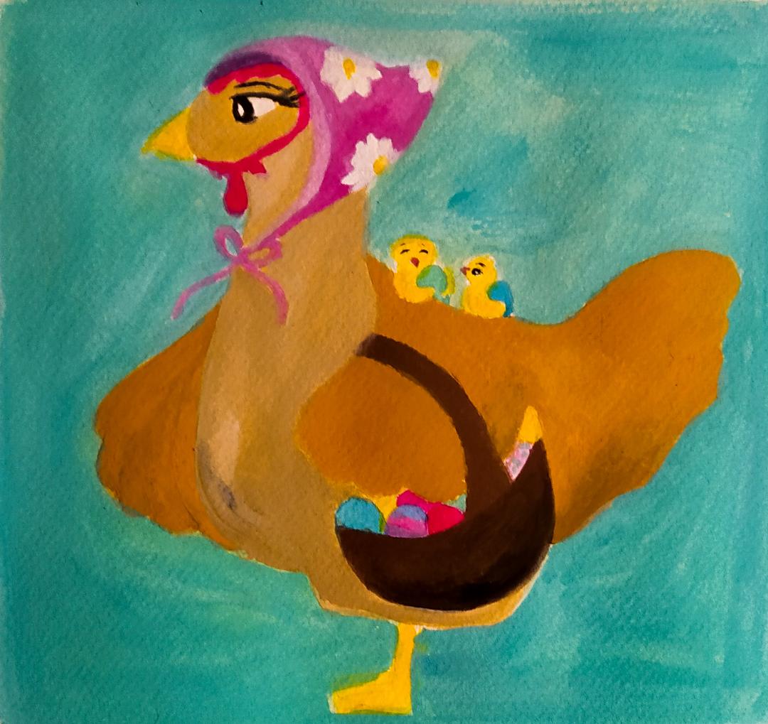 Illustration d'une poule de Pâques