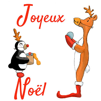 Fichier original de l'illustration Joyeux Noël - Renne & pingouin