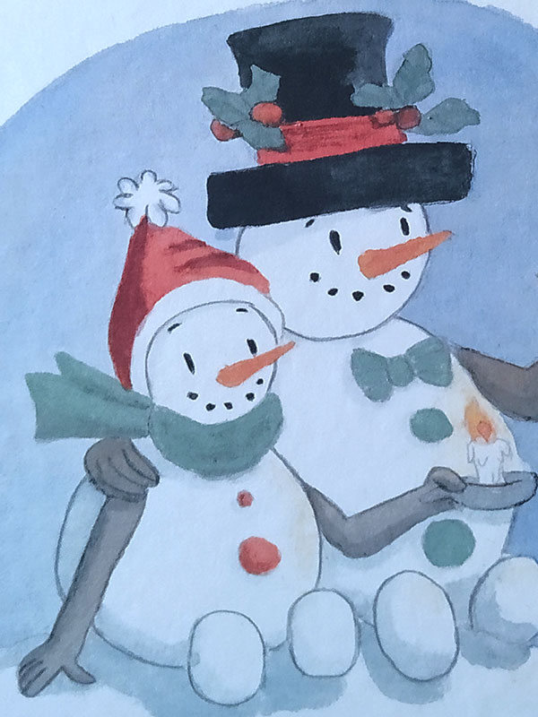 Zoom sur la carte de Noël "Bonshommes de neige".